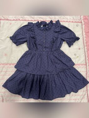 6, Janie and Jack Navy Blue Ruffle Tiered Dress